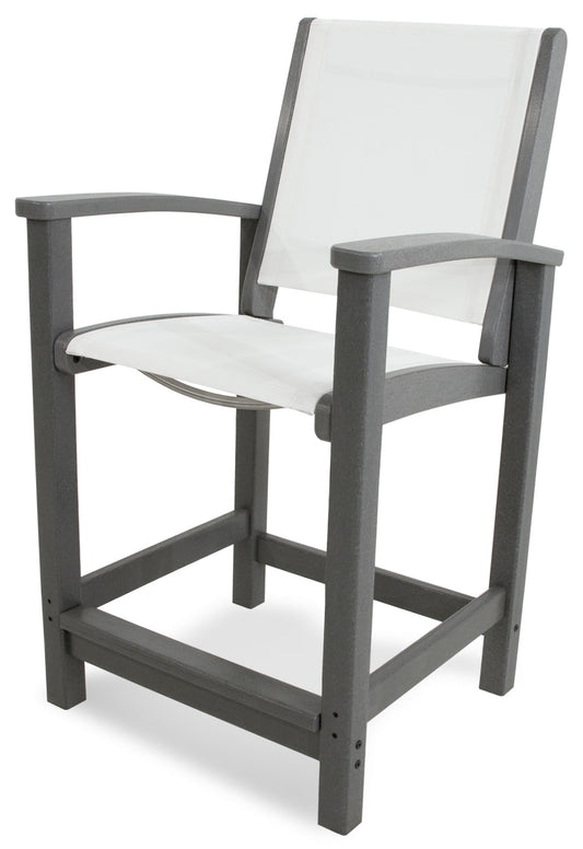 Coastal Counter Chair recycled plastic Polywood outdoor furniture slate
