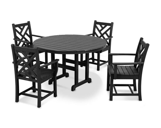 POLYWOOD Chippendale 5-Piece Round Arm Chair Dining Set