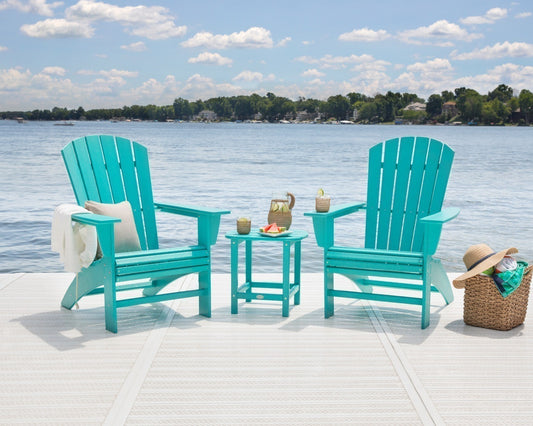 POLYWOOD Nautical 3-Piece Curveback Adirondack Set