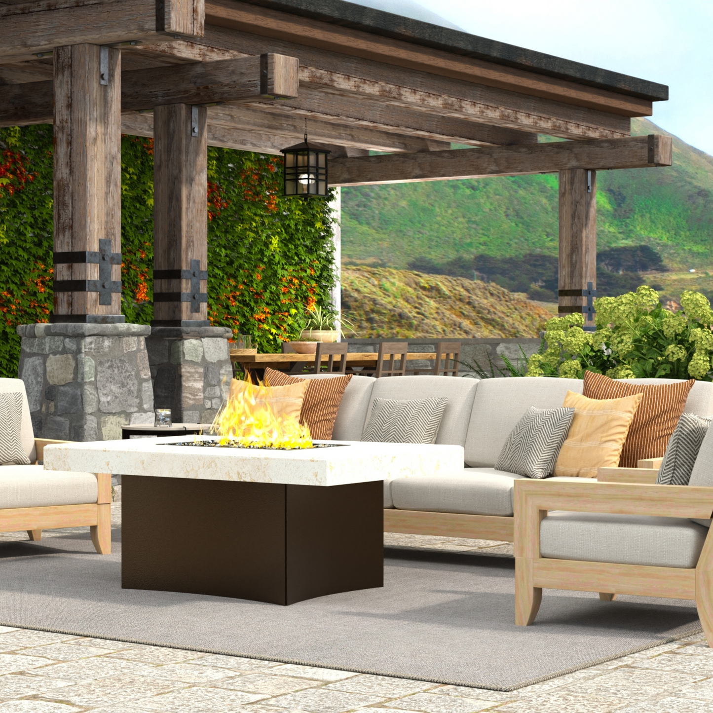 Oriflamme Stone Series Rectangle Gas Fire Table