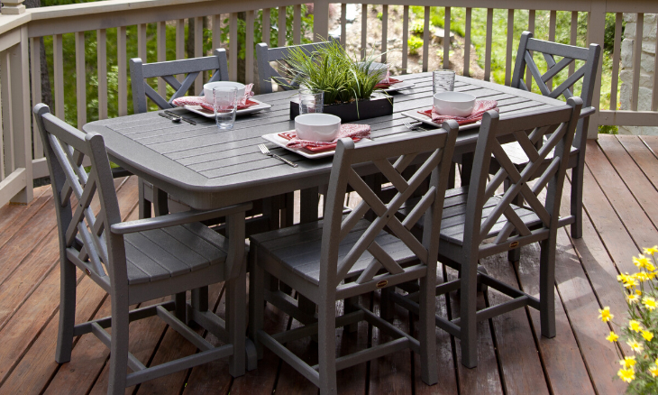 POLYWOOD® Chippendale 7-Piece Dining Set - Slate Grey